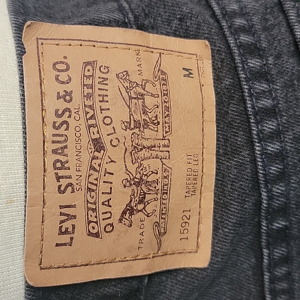 LEVI'S 921 Black Taper Fit VTG Orange Tab 100% Cotton Denim Retro Mom Jeans 16 M - Picture 6 of 9